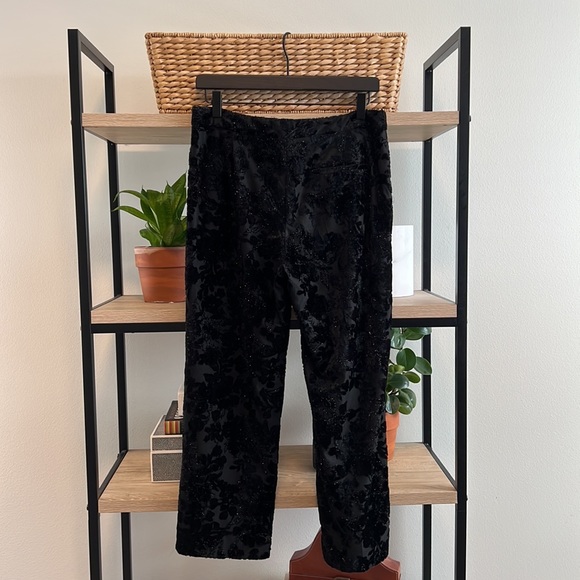 NWOT Zara Mid-Rise Velvet Velour Burnout Capri Dress Pant Trouser, M - Picture 5 of 9